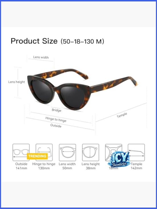Polarized Retro Cateye Sunglasses with UV400 Protection main image 4